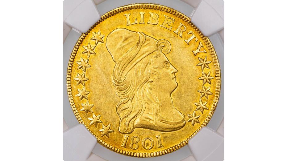 1801 Capped Bust, Facing Right Gold Eagle NGC AU58 CAC