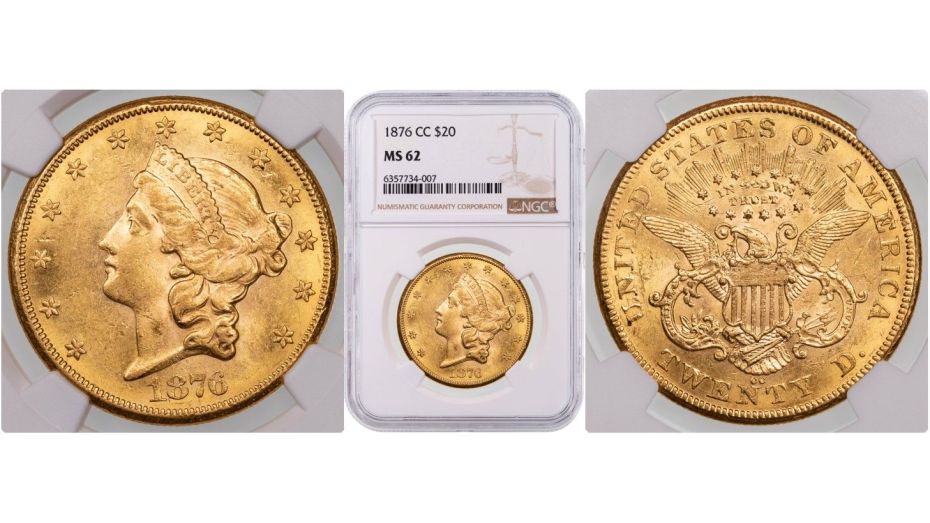 1876-CC Liberty Head Gold Double Eagle NGC MS62 