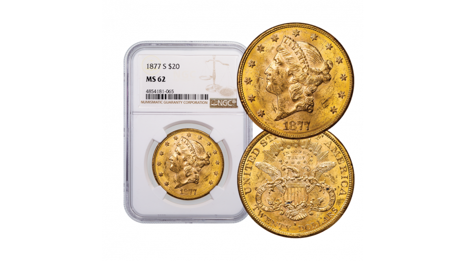 1877-S Gold Double Eagle MS62