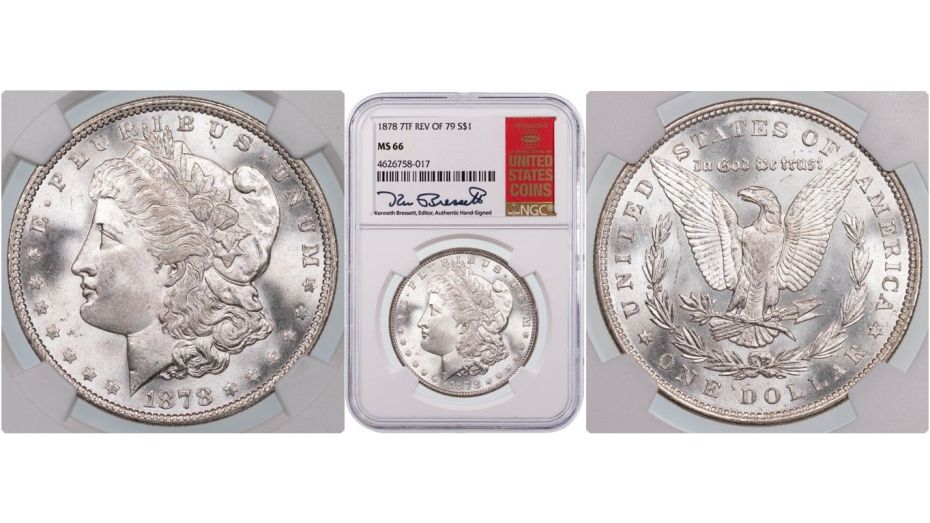 1878 7TF Reverse of 1879 Morgan Silver Dollar NGC MS66