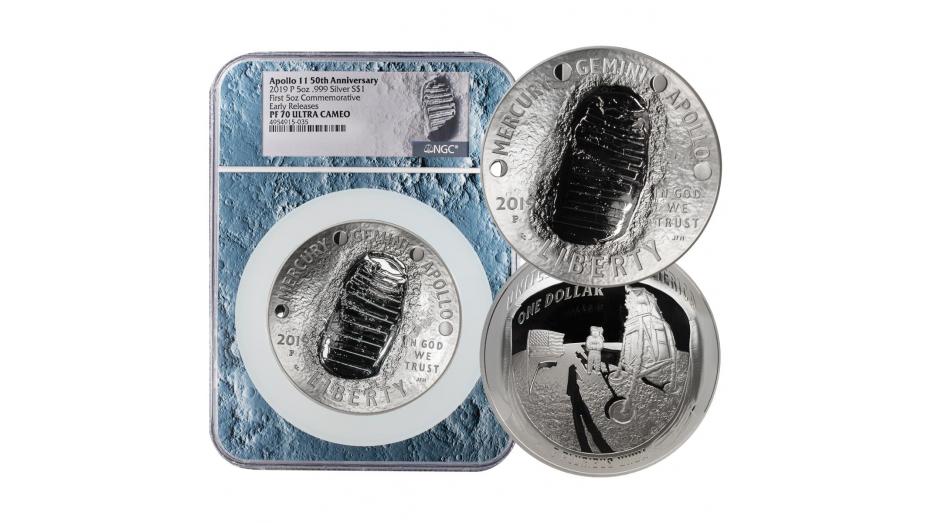 2019-P Moon Core 5oz Silver Apollo 11 PF70