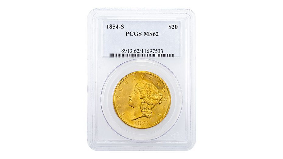 1854-S Liberty Head Gold Double Eagle PCGS MS62