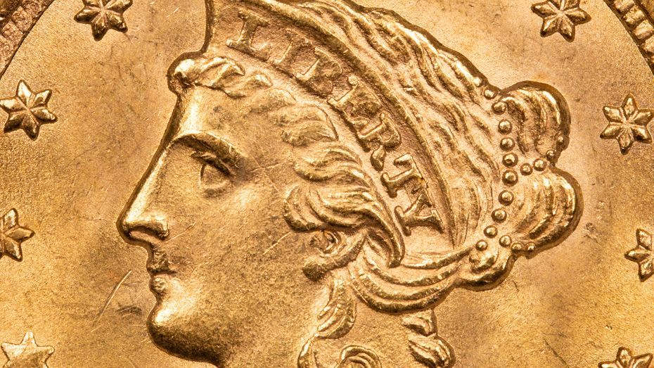 1857-P Liberty Head Gold Quarter Eagle NGC MS66+