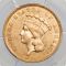 $3 1855-S SSCA Indian Princess Gold Three Dollar PCGS AU58+ CAC
