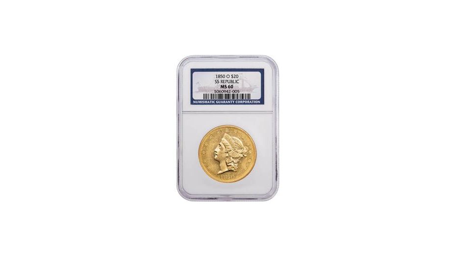 1850-O SS Republic Liberty Head $20 Gold Double Eagle NGC MS60 