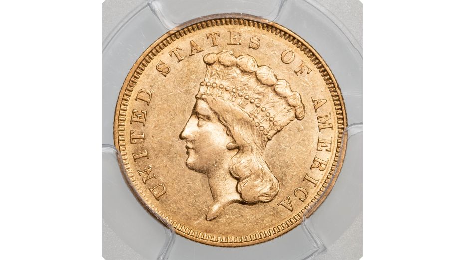 $3 1855-S SSCA Indian Princess Gold Three Dollar PCGS AU58+ CAC