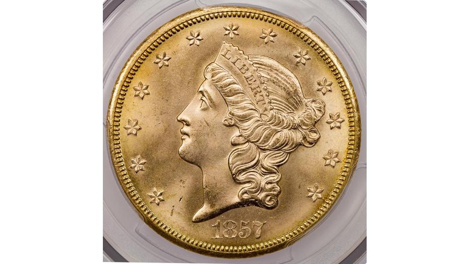 1857-S SS Central America Liberty Head Gold Double Eagle MS66