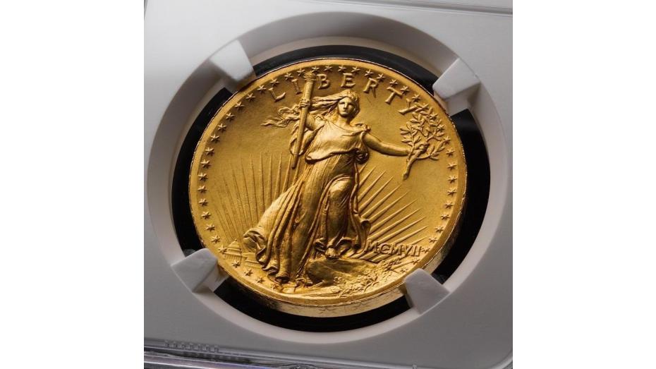 1907-P High Relief Wire Rim St Gaudens Double Eagle MS65