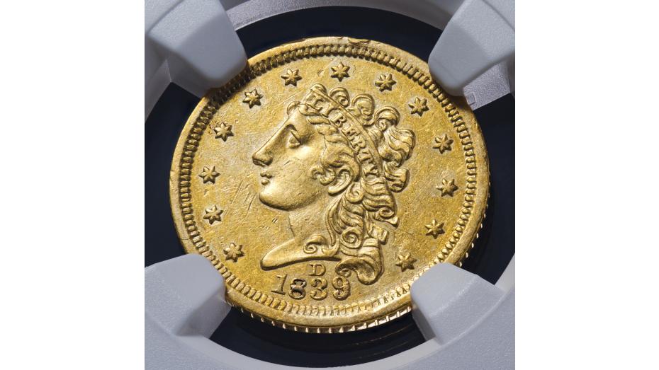 1839-D Classic Head Gold Quarter Eagle NGC/PCGS AU53
