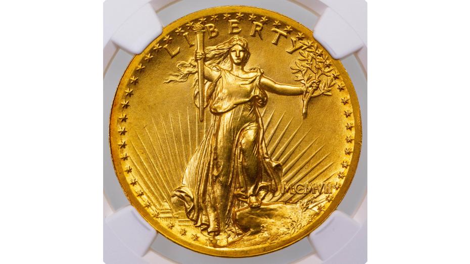 1907 High Relief Wire Rim Saint-Gaudens Gold Double Eagle MS65