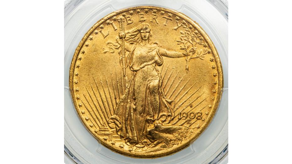 1908-S Saint Gaudens Gold Double Eagle MS63