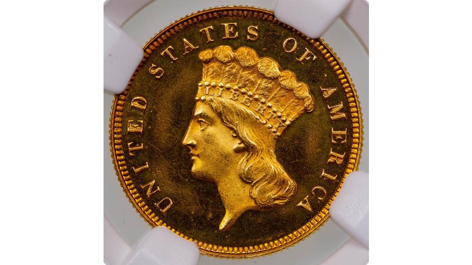 1876 Indian Princess Gold Three Dollar PF67 UCAM