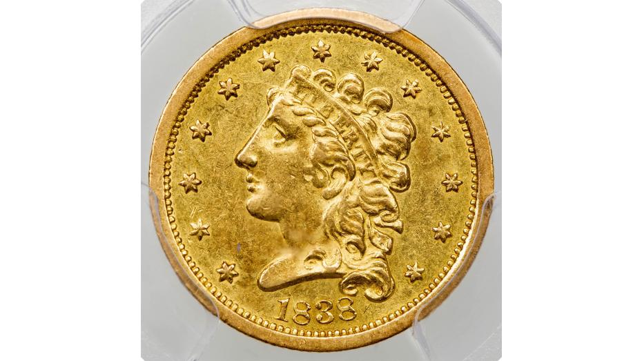1838-P SSCA Classic Head Gold Quarter Eagle AU53