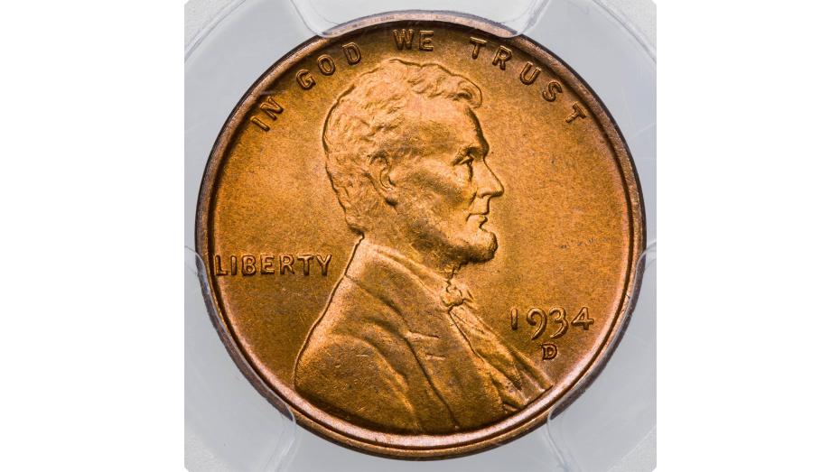 1934-D Lincoln Cent PCGS MS67+RD