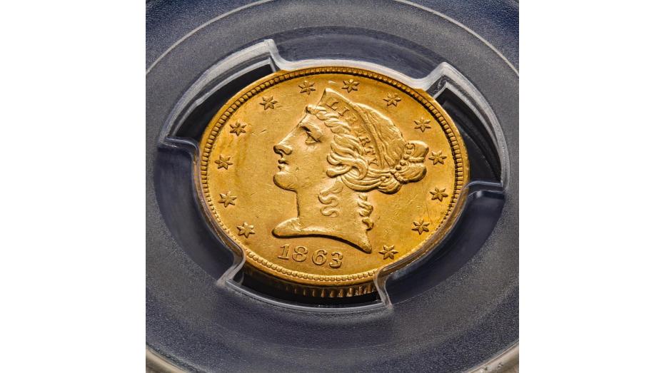 1863-S Liberty Head Gold Half Eagle NGC/PCGS AU58