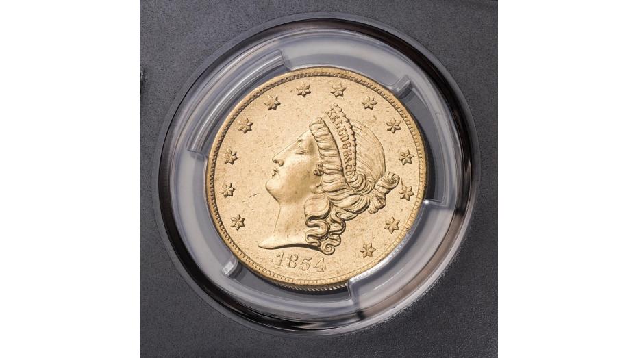 1854 SSCA Kellogg Liberty Head Gold Double Eagle PCGS MS62+ CAC