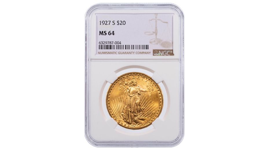1927-S Saint Gaudens Gold Double Eagle NGC MS64 