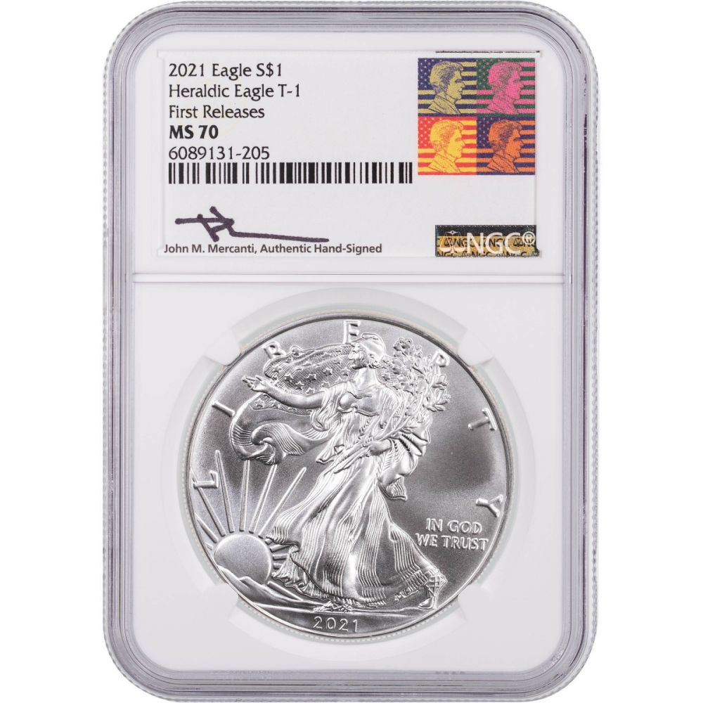 2021 W Presale $1 American Silver Eagle NGC MS70 Brown Label 
