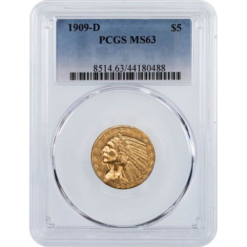 1909-D Indian Head Gold Half Eagle NGC/PCGS MS63