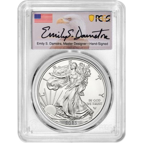 BRAND NEW! 2023 American Silver Eagle PCGS MS70 First Day of Issue Damstra Signature (Pre Sale)