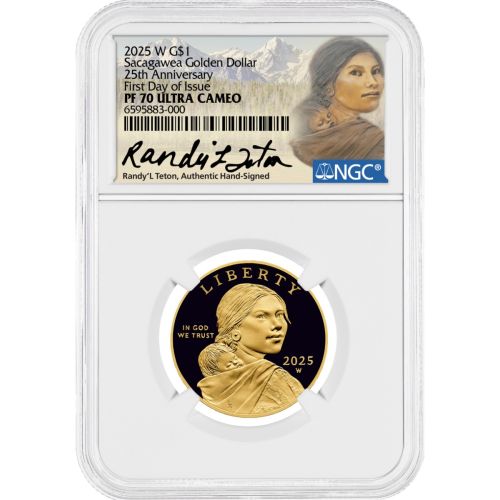 G$1 2025-W 1/2oz Sacagawea Gold Dollar NGC PF70 UCAM FDI Randy’l Teton Label