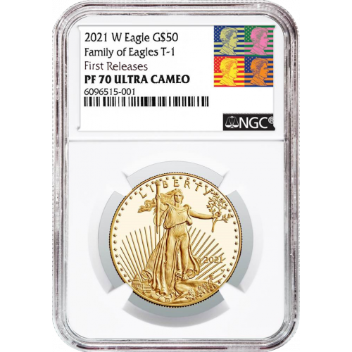 2021-W 1oz Type 1 American $50 Gold Eagle NGC PF70 UCAM Reagan Label