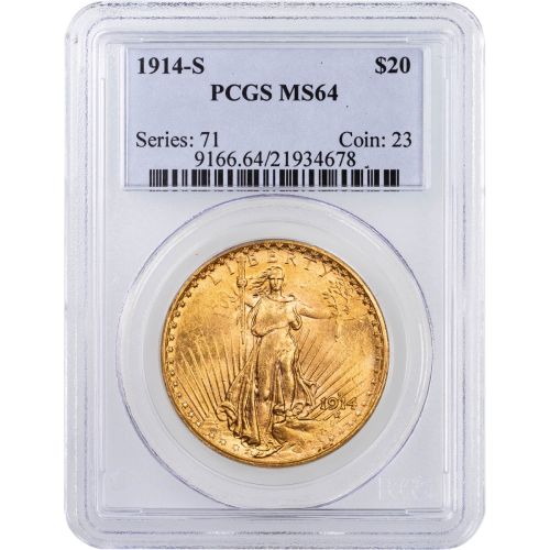 $20 1914-S Saint Gaudens Gold Double Eagle NGC/PCGS MS64