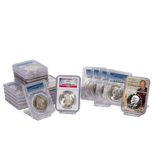 Set of 25: 1879-S - 1925-P Morgan and Peace Dollars NGC/PCGS MS64 and 1971-S Eisenhower Dollar NGC PF69