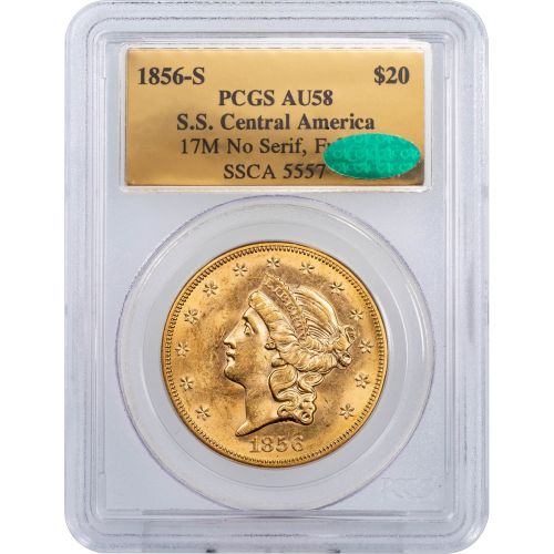 1856-S SSCA Liberty Head Gold Double Eagle NGC/PCGS AU58 CAC