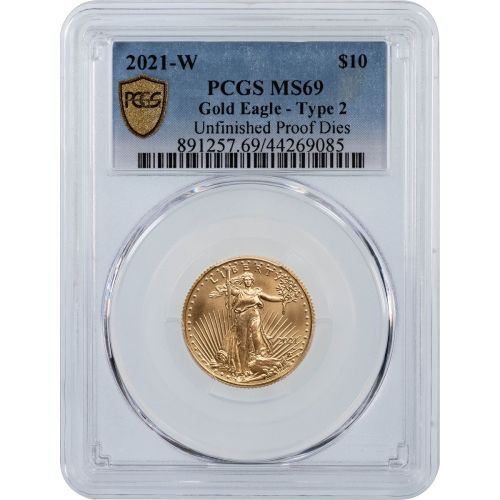 2021-W 1/4oz Gold American Eagle Type 2 Unfinished Proof Dies PCGS MS69