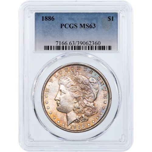$1 1886-P Morgan Dollar PCGS MS63 Toned 7166.63/39062360