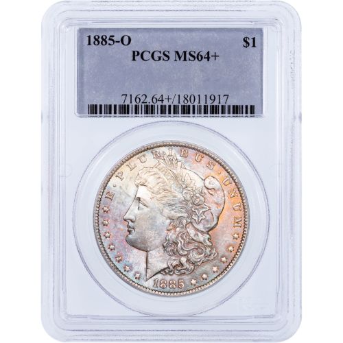 $1 1885-O Morgan Dollar PCGS MS64+ Toned 7162.64+/18011917  
