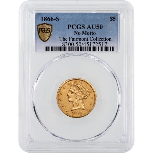 1866-S No Motto Liberty Head Gold Half Eagle NGC/PCGS AU50