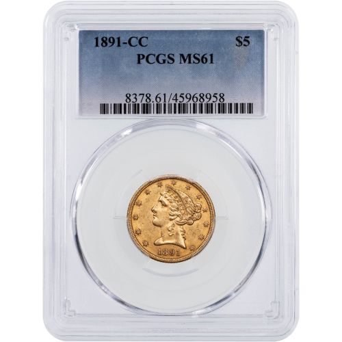 $5 1891-CC Liberty Head Gold Half Eagle NGC/PCGS MS61    