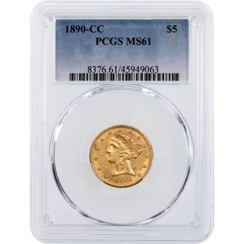 $5 1890-CC Liberty Head Gold Half Eagle NGC/PCGS MS61 