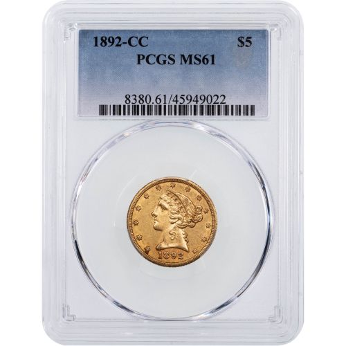 $5 1892-CC Liberty Head Gold Half Eagle NGC/PCGS MS61    