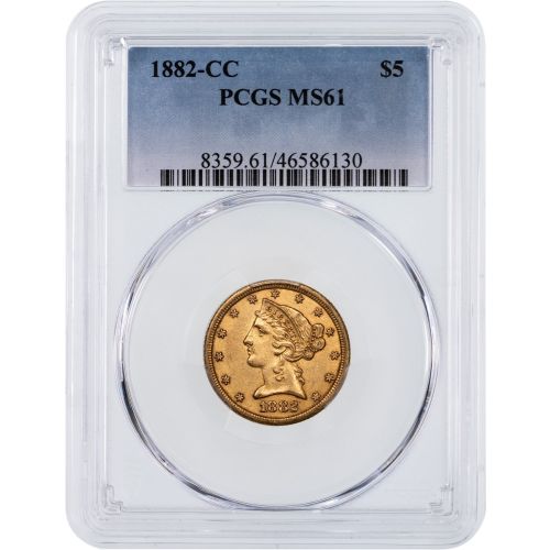 1882-CC Liberty Head Gold Half Eagle PCGS MS61  