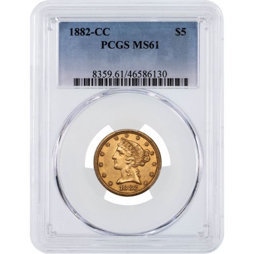 1882-CC Liberty Head Gold Half Eagle PCGS MS61  