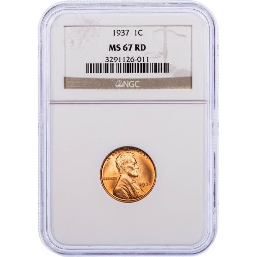 .01 1937-P Lincoln Cent NGC MS67RD