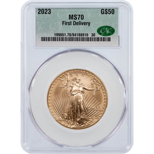 $50 2023 1oz American Gold Eagle CAC MS70 First Delivery