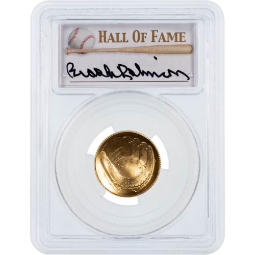 2014-W Baseball Hall of Fame Gold Coin PCGS MS70 Autographed Brooks Robinson