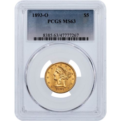 $5 1893-O Liberty Head Gold Half Eagle PCGS MS63