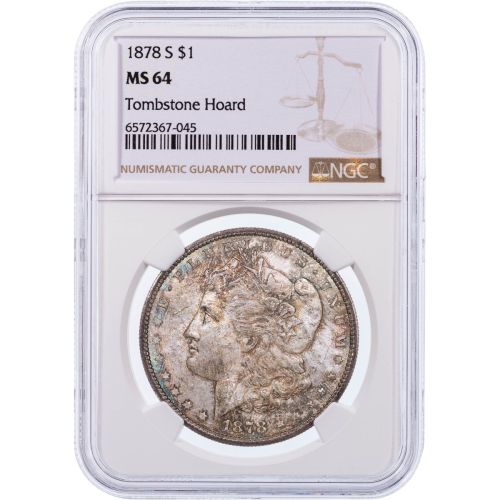 $1 1878-S Tombstone Hoard Morgan Dollar NGC MS64 Toned 6572367-045