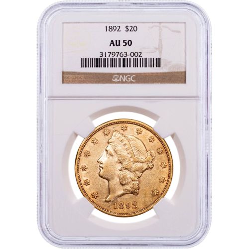 $20 1892-P Liberty Head Gold Double Eagle NGC AU50 #3179763-002