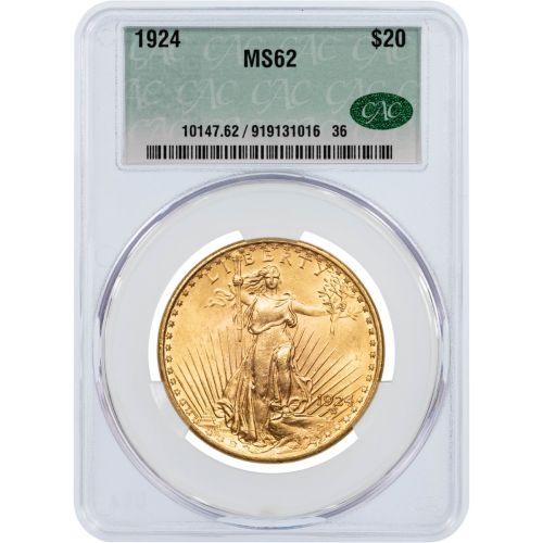$20 1924-P Saint Gaudens Gold Double Eagle CACG MS62