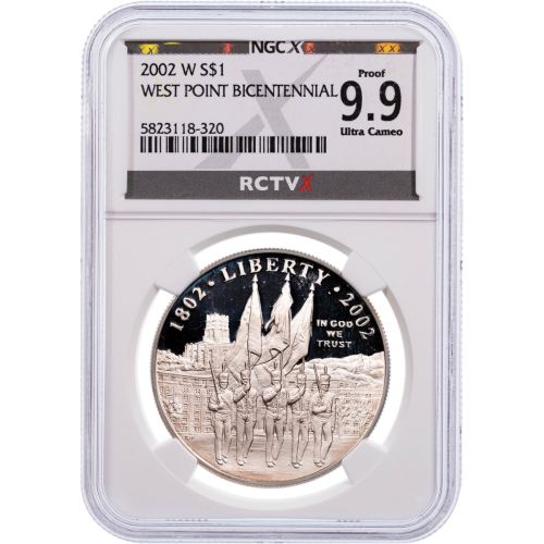 $1 2002-W West Point Bicentennial Commemorative Silver Dollar NGCX PF9.9