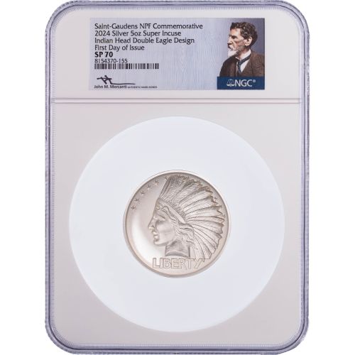 2024 5oz Silver Indian Head Super Incuse Double Eagle Commem NGC SP70 FDI