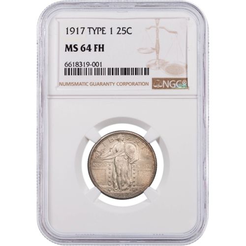 .25 1917-P Type 1 Standing Liberty Silver Quarter NGC/PCGS MS64FH