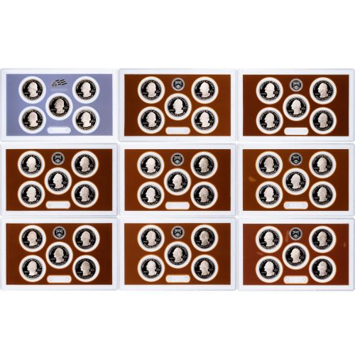 Set of 45: 2010 to 2018 America the Beautiful Quarters Gem BU Includes: 2017 & 2018 Gem BU Clad