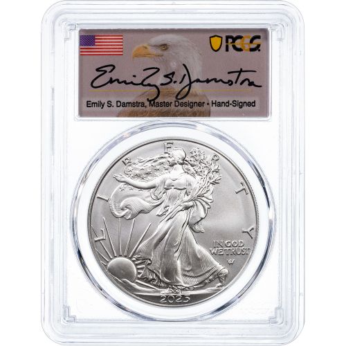 $1 2025-W Burnished American Silver Eagle PCGS SP70 Advance Releases Damstra Label